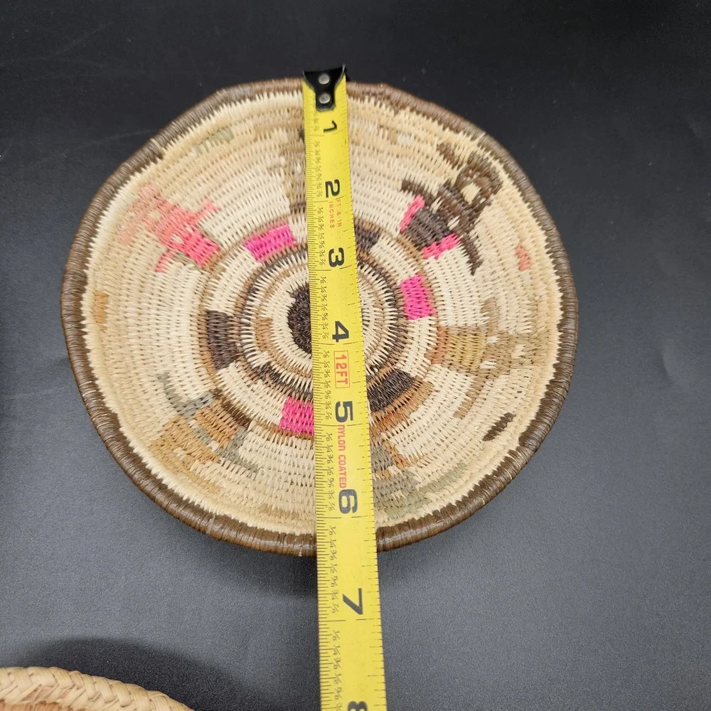Southwestern Native American Style Woven Coil Baskets Bowls Boho Small Lot of 3